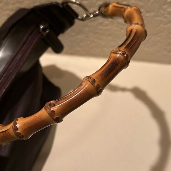 Gucci Leather Shoulder Bag With Bamboo Strap Brown Iconic Y2K Tropical Luxury - Picture 5 of 14